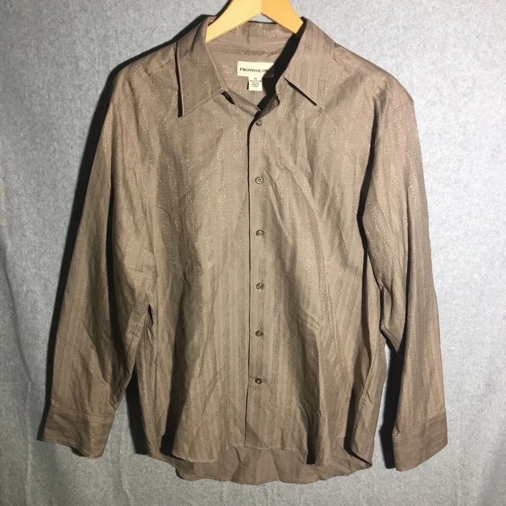 Mens NWT Pronto Uomo Button Down Shirt Formal Elegant Silk Cotton Luxury